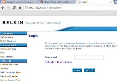 shannons tech blog amp pc repair accessing your router web page belkin router login