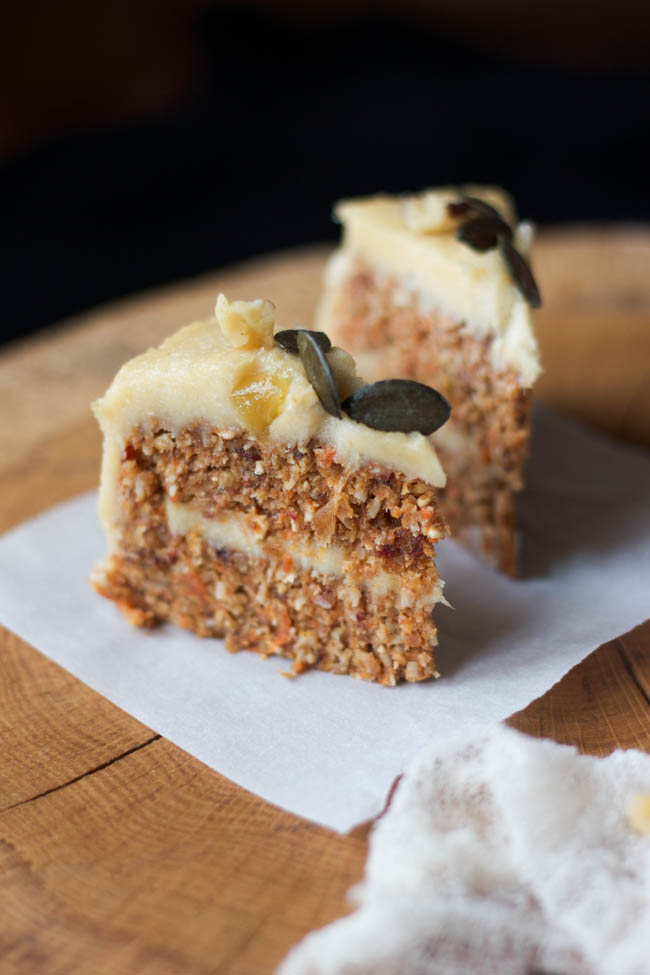 Raw Carrot Cake with Cashew Lemon Cream Wholehearted Eats