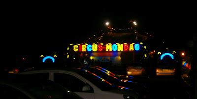 circus tent lights at night 