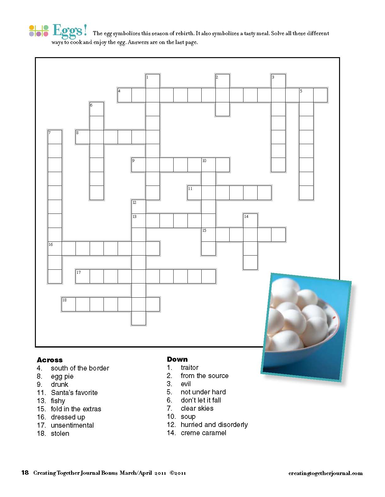 Creating Together Journal: Eggs Crossword Puzzle
