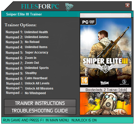 sniper elite 4 console commands pc