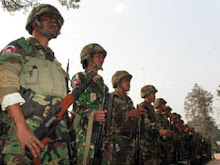 Vietnamese troops worn the Cambodian army gears at the Cambodian-Thai border.