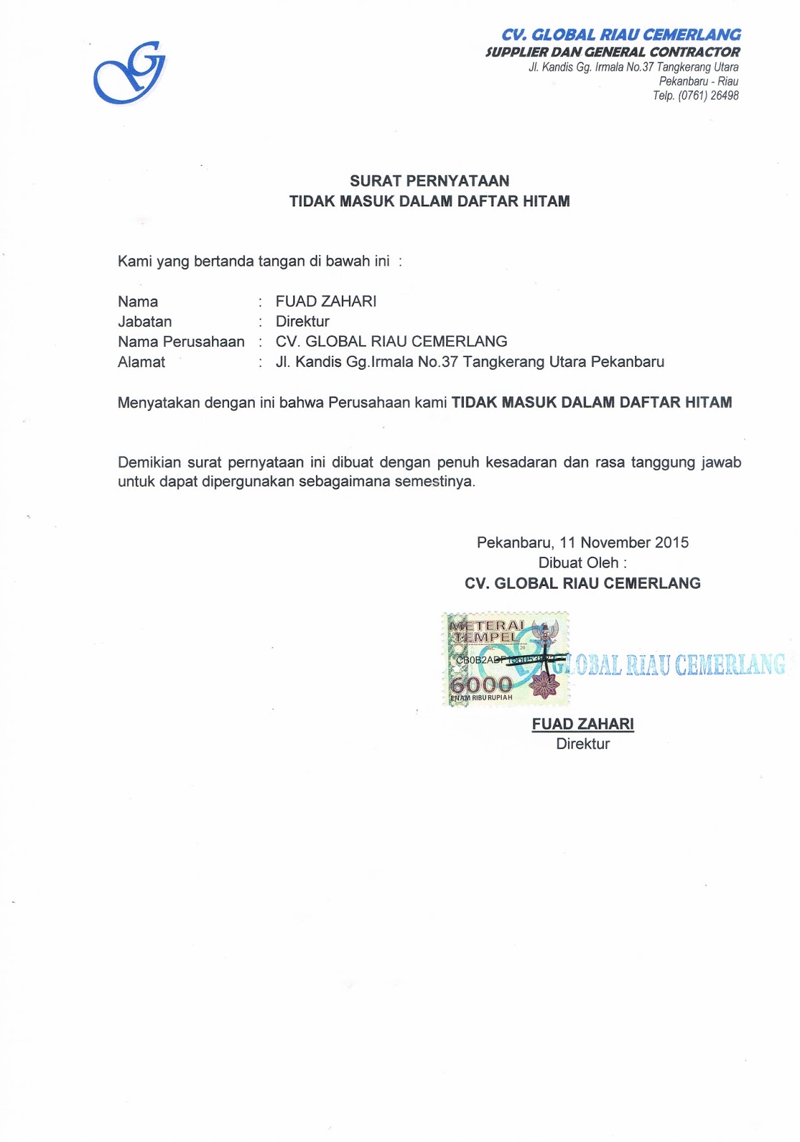 Format Surat Pernyataan Tidak Masuk Dalam Daftar Hitam | contoh surat tidak masuk daftar hitam Format Surat Pernyataan Tidak Masuk Dalam Daftar Hitam | contoh surat tidak masuk daftar hitam