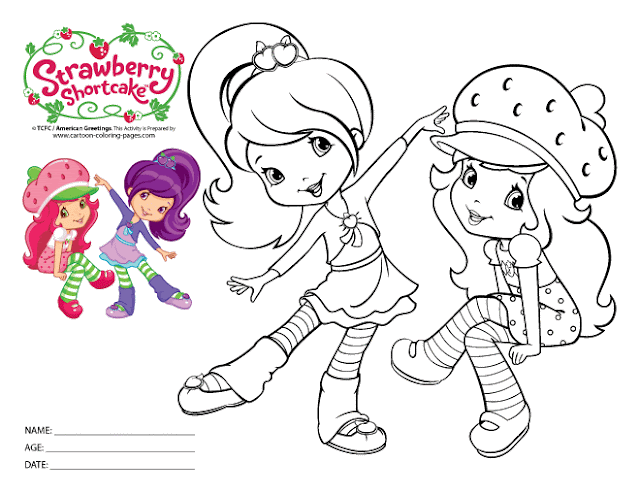 Beautiful Strawberry Shortcake Coloring Page for Kids of a Cute Cartoon Colour Drawing HD Wallpaper