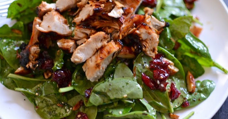 Fancy Napkin: .Cranberry Almond Spinach Salad w/ Chicken.