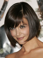 Katie Holmes Medium, Curly Hairstyle with Bangs