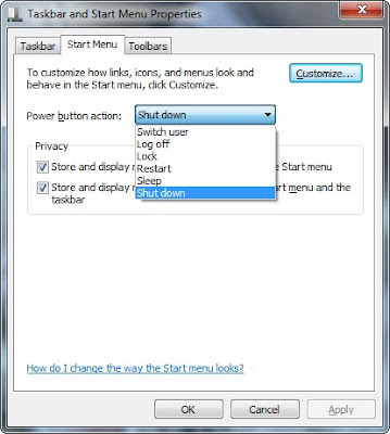 การเปลี่ยน Power Action Bottom ใน windows 7 การเปลี่ยน Power Action Bottom ใน windows 7