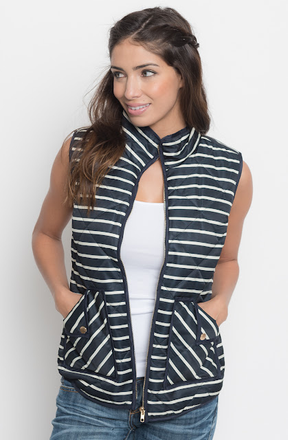 striped lightweight puffer vest 