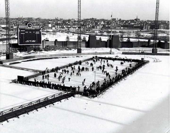 Classic NJ Ice Skating at Roosevelt Stadium in Jersey City 1957