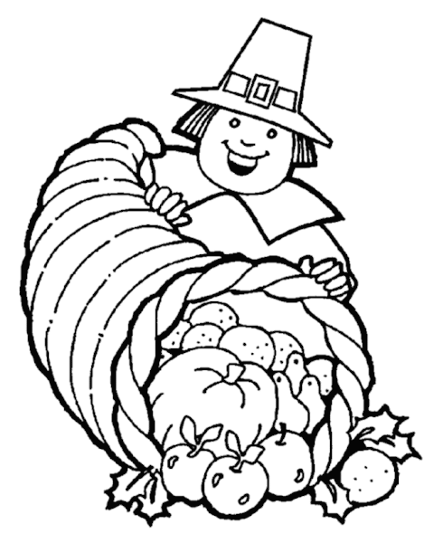 Color Thanksgiving Cornucopia Coloring Page