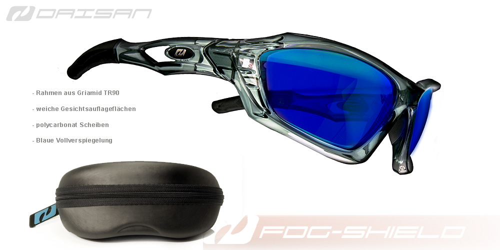 Daisan Sonnenbrille Sportbrille blaue Scheiben vollverspiegelt