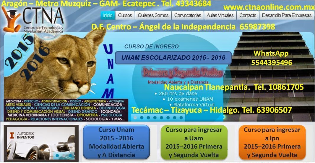 Contacto FB: Curso de ingreso Unam primera y segunda vuelta