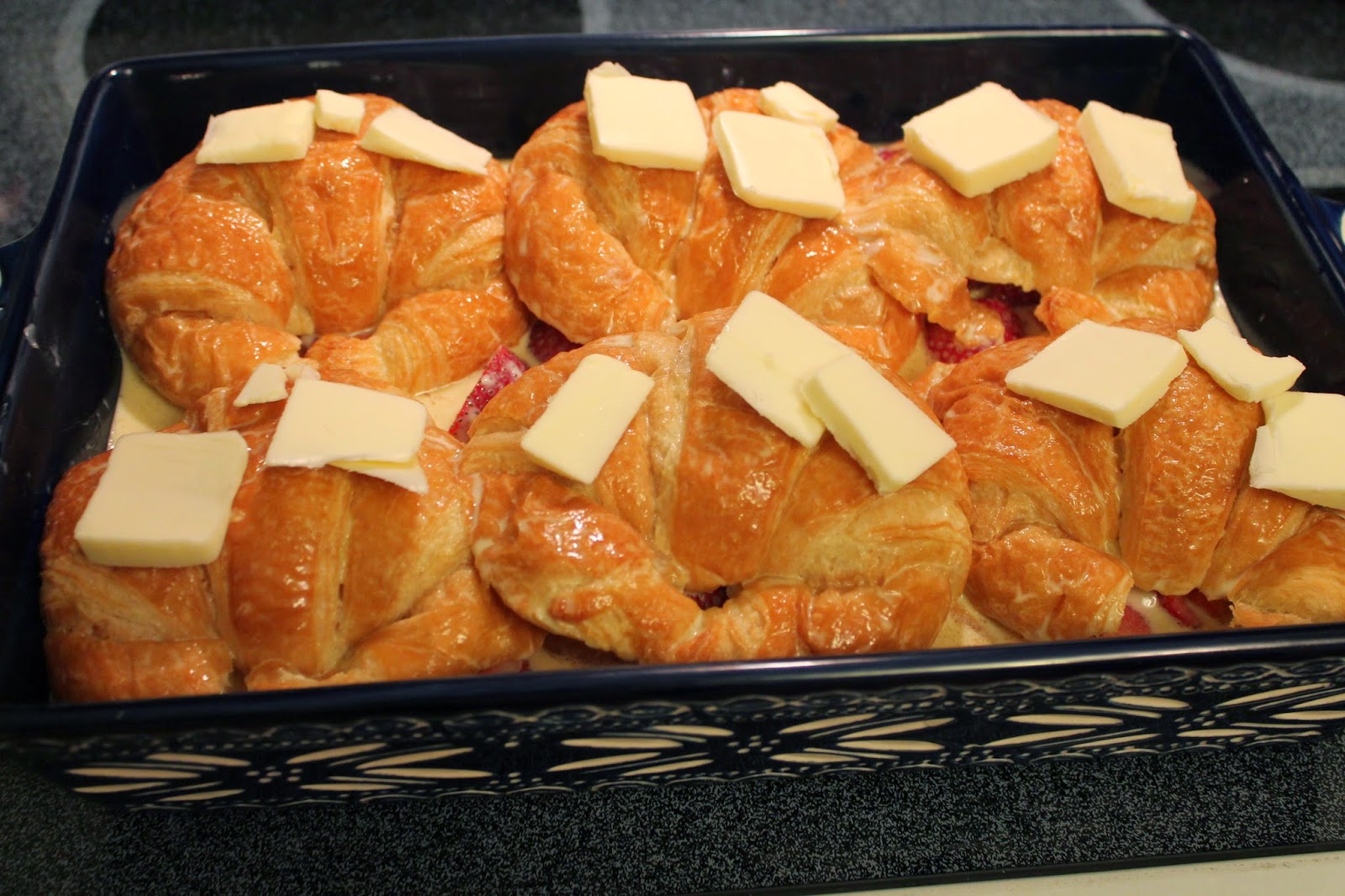 Sweet Tea and Cornbread Strawberry Croissant French Toast Bake!