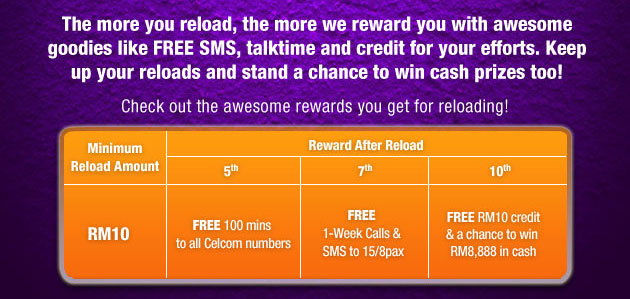 Onevsone More Reload With Celcom More Freebies Will Be Rewarded