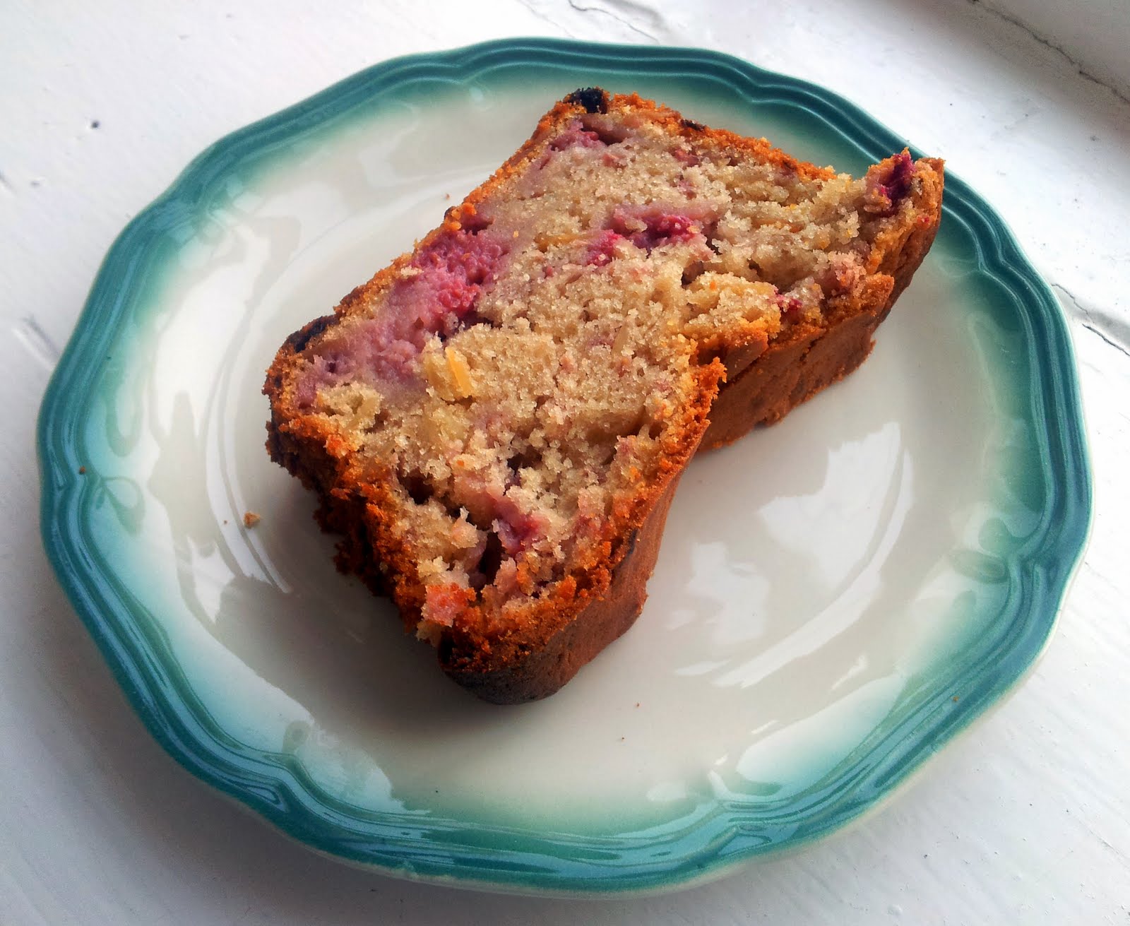 Charlie makes cakes Raspberry, almond and sour cream bread