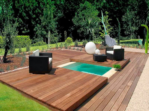 Small Swimming Pool On Backyard With Deck Backyard