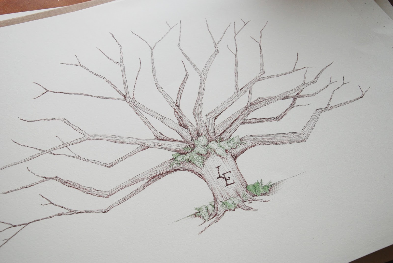 Custom Watercolor Fingerprint Tree for Guest Book Bradley & Lily Fine