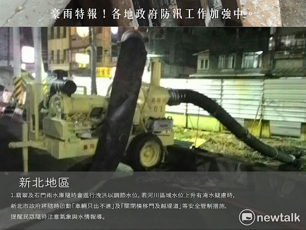 台北市政府提醒,若河川水位上升有淹水疑慮時,將隨時啟動「車輛只出不進」及「關閉疏散門」管制措施。 台北市政府提醒,若河川水位上升有淹水疑慮時,將隨時啟動「車輛只出不進」及「關閉疏散門」管制措施。