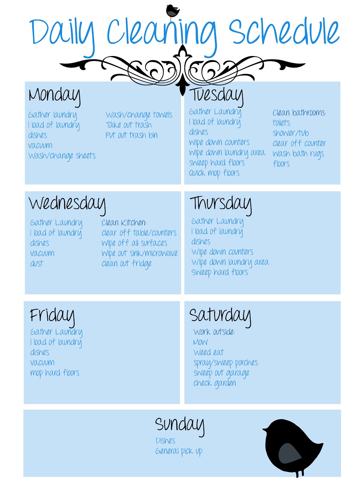 La Dolce Vita: Daily Cleaning Schedule