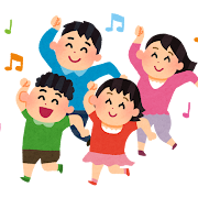 ダンスのイラスト「踊る家族」