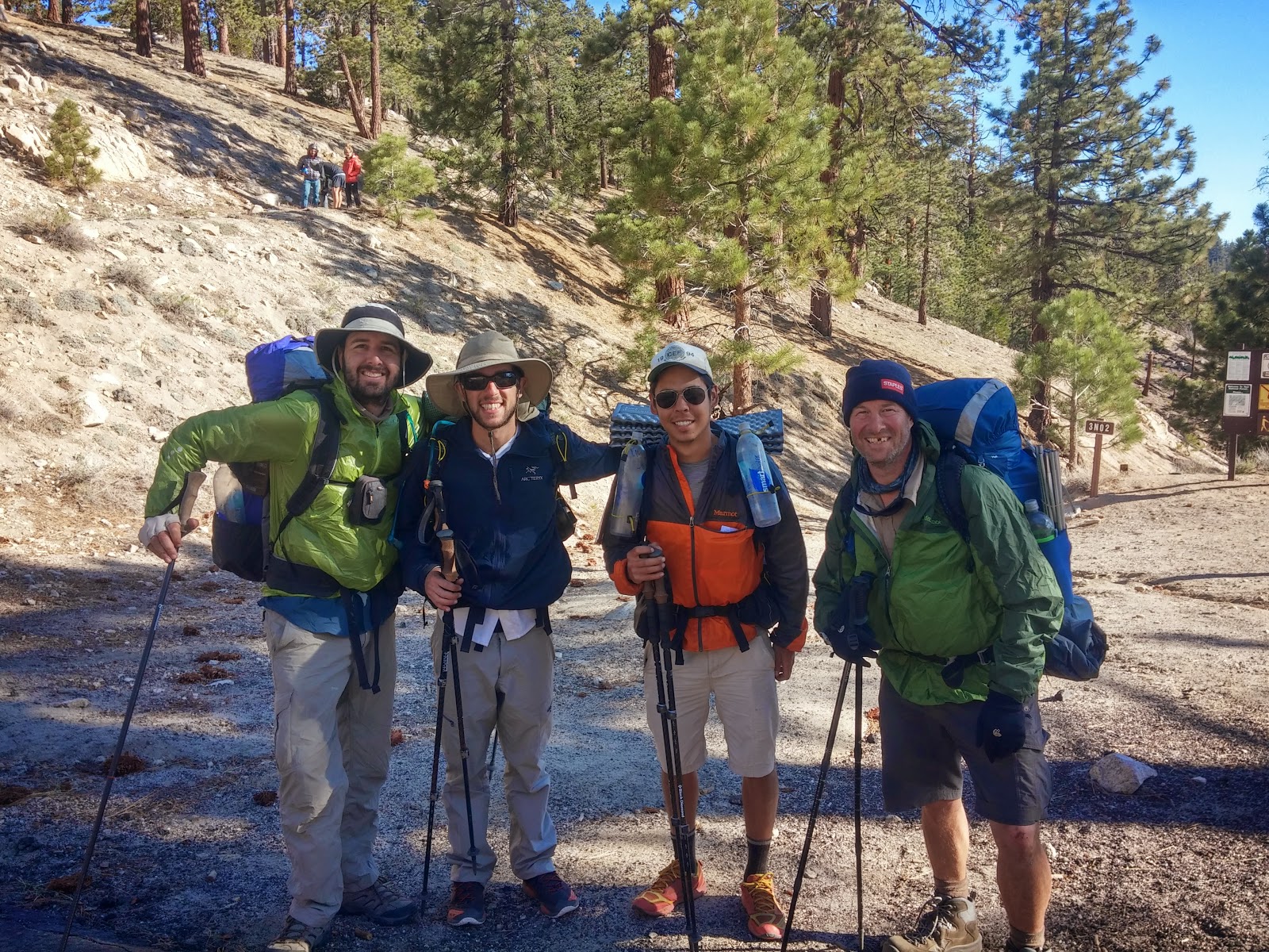 4 happy hikers, after cheating the trail a bit
