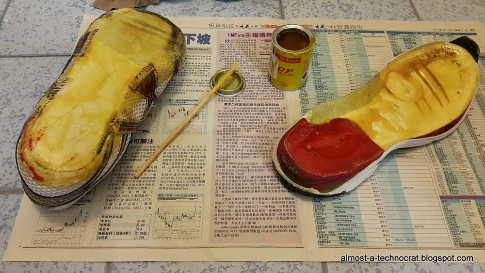 How to fix a pair of old running shoes with contact adhesive