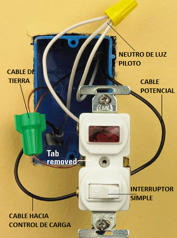 Conectar interruptor con luz piloto Conectar interruptor con luz piloto