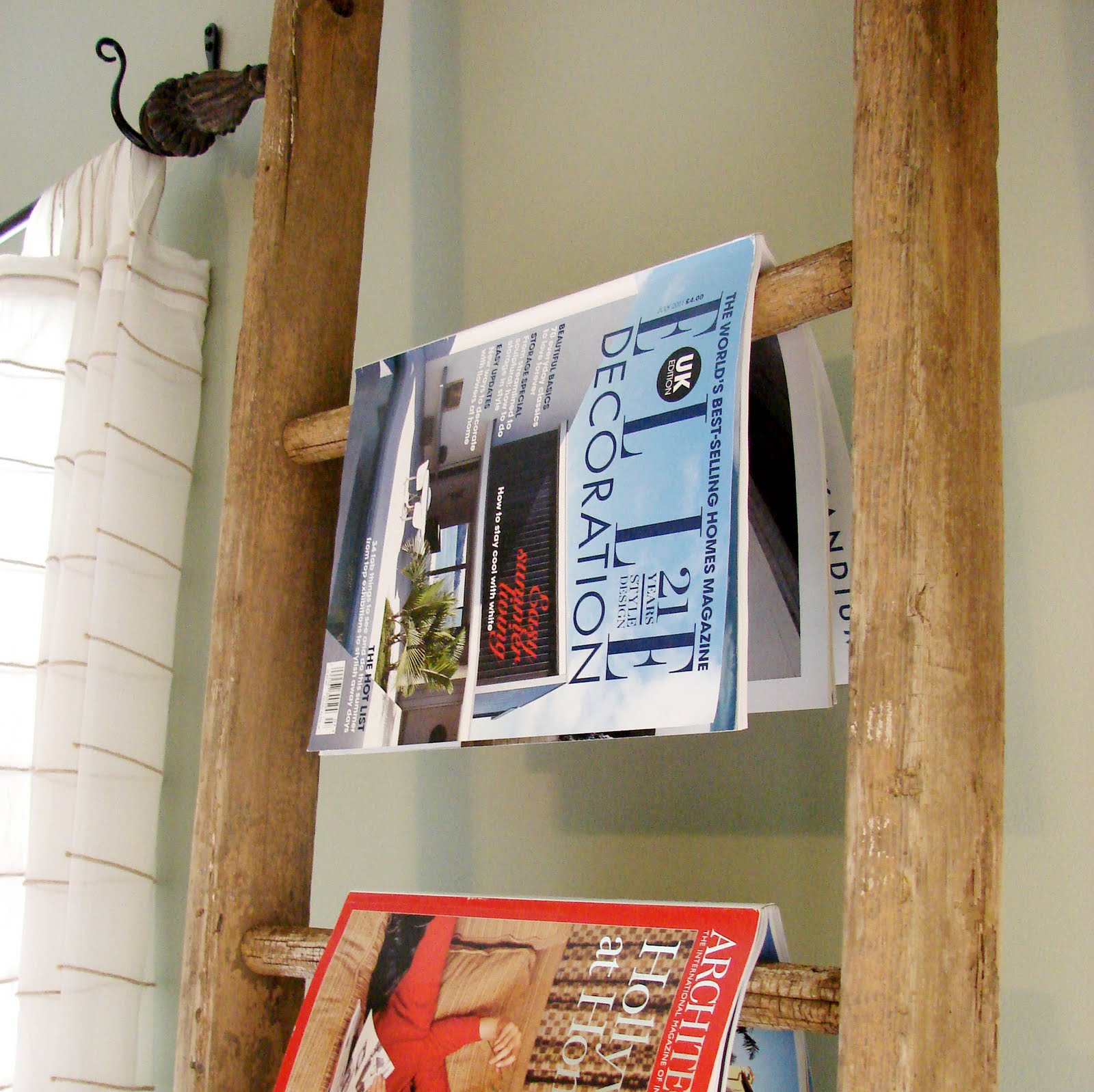 Posies & Plume Handmade Home UPCYCLE DIY ladder magazine rack...