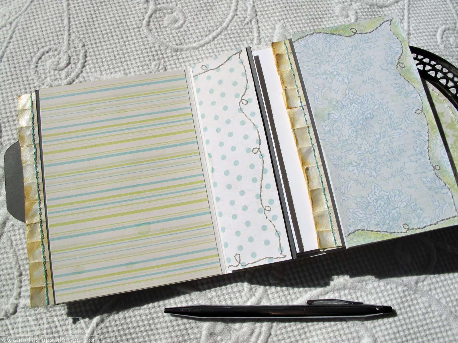 Mel Stampz How to make a refillable notebook from a gatefold card