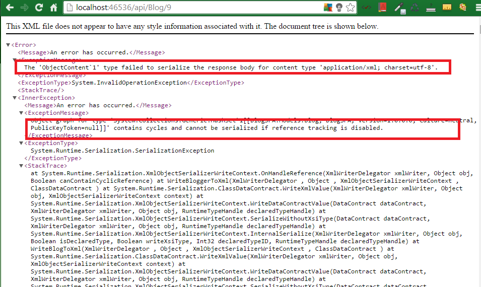 Cannot Be Serialized If Reference Tracking Is Disabled