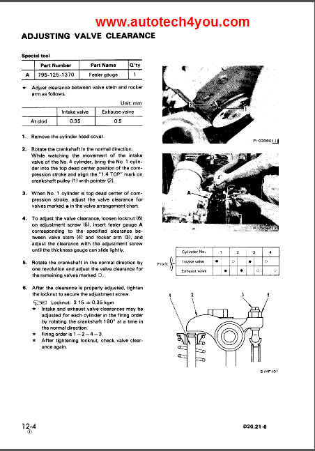 Komatsu D20-6, D21-6, D20-7, D21-7, D21A,P-8 Bulldozer Service Manual