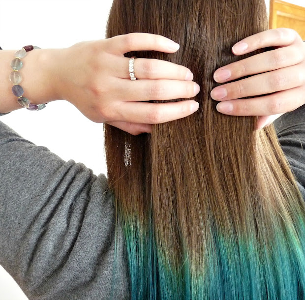 two years of turquoise dip dyed
