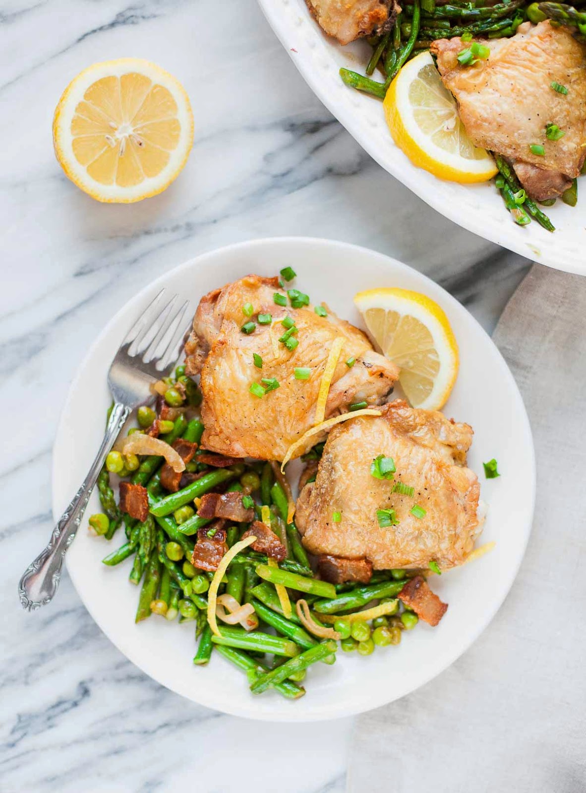Crispy Chicken with Spring Vegetables | acalculatedwhisk.com