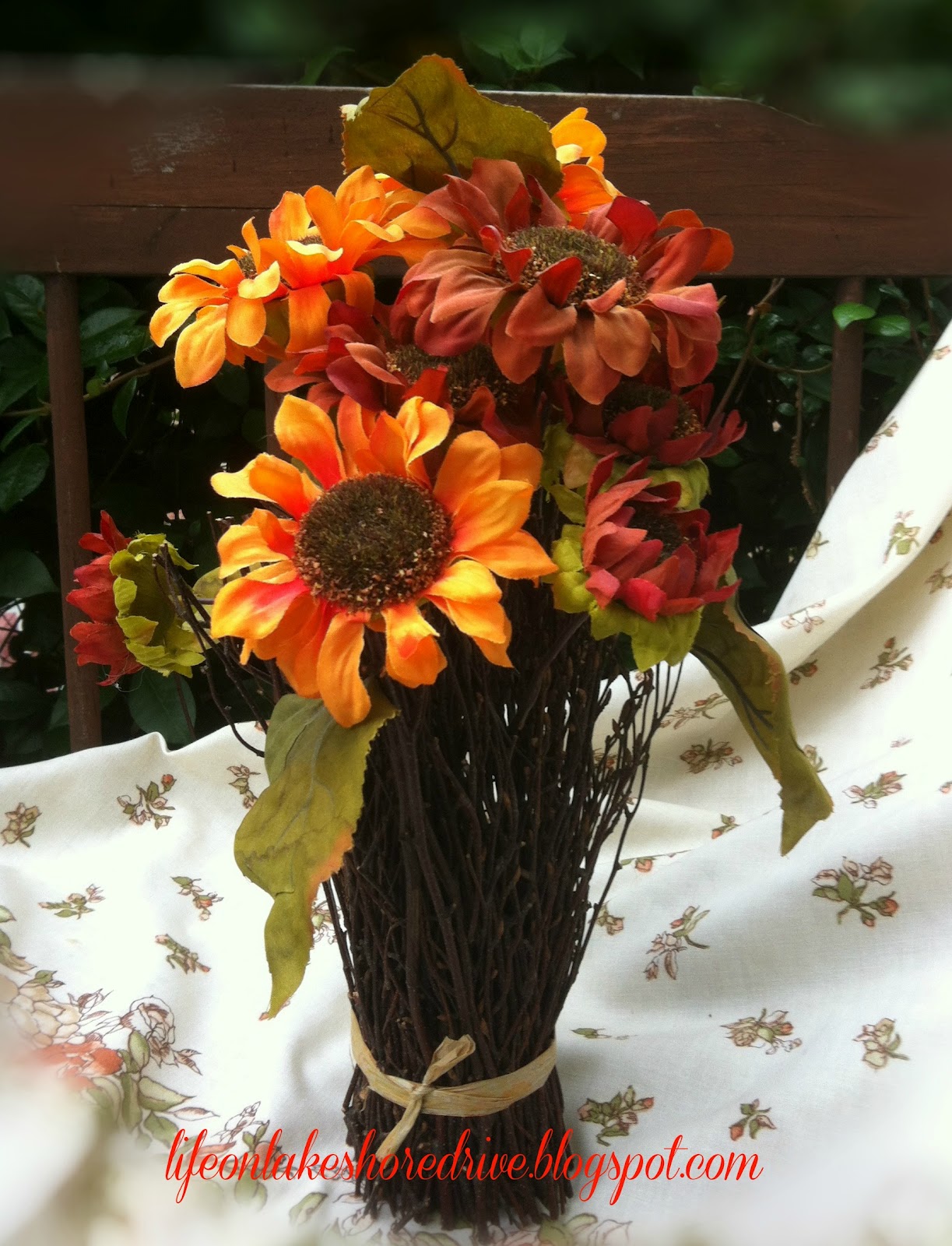 Fall Sunflower Topiary Life on Lakeshore Drive