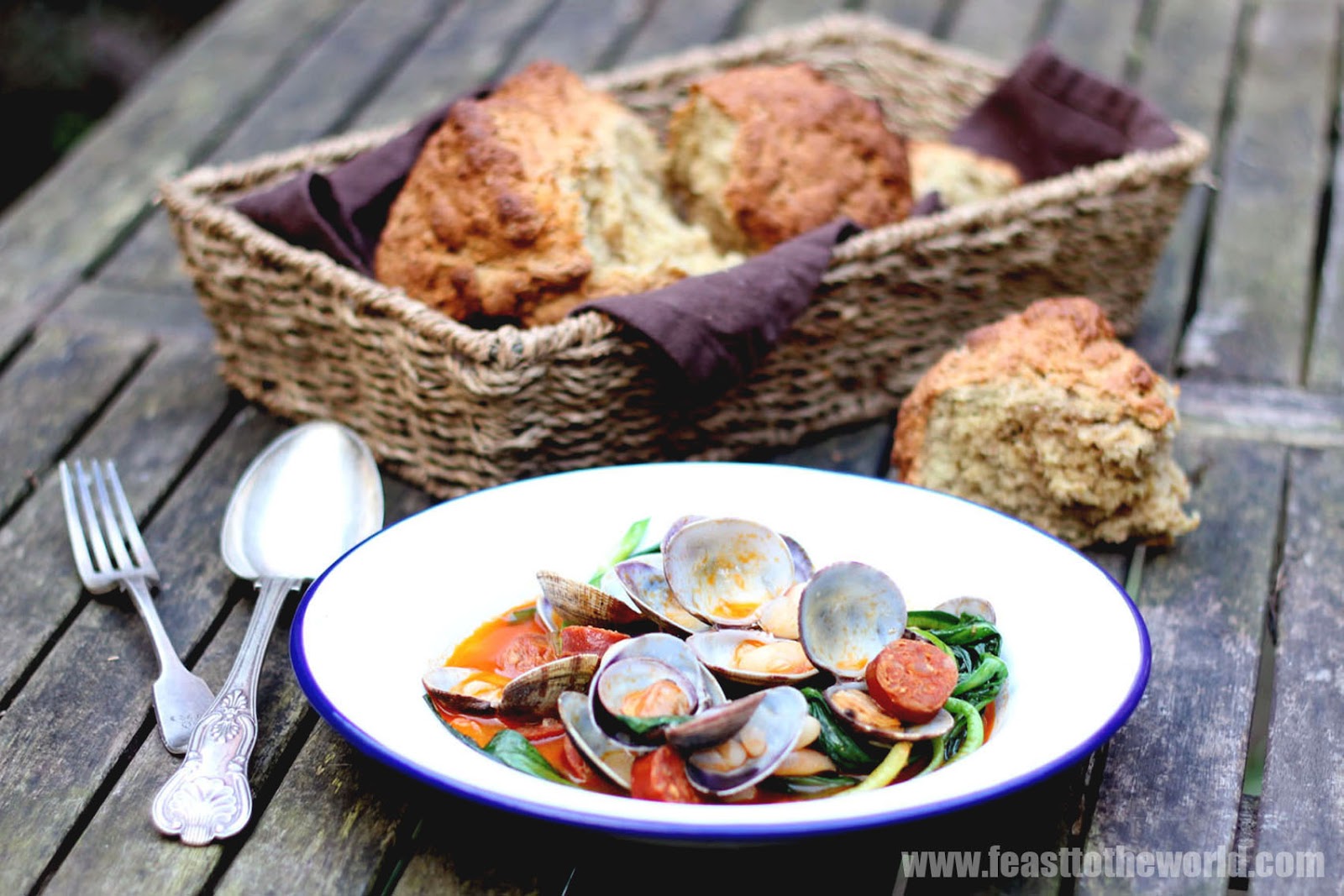 FEAST to the world Clams, Chorizo, Wild Garlic and Cannellini Beans