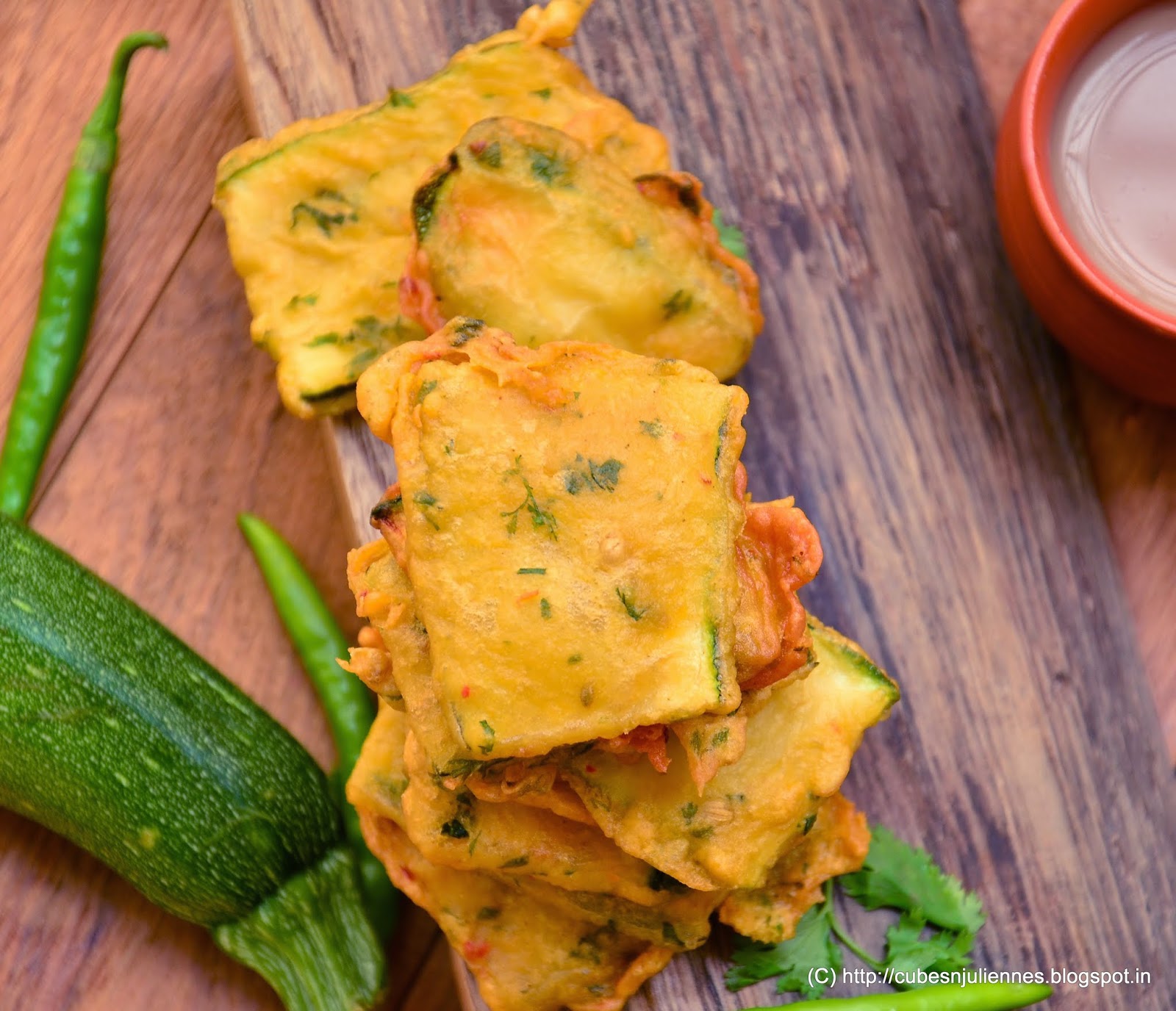 ZUCCHINI FRITTERS INDIAN STYLE Cubes N Juliennes