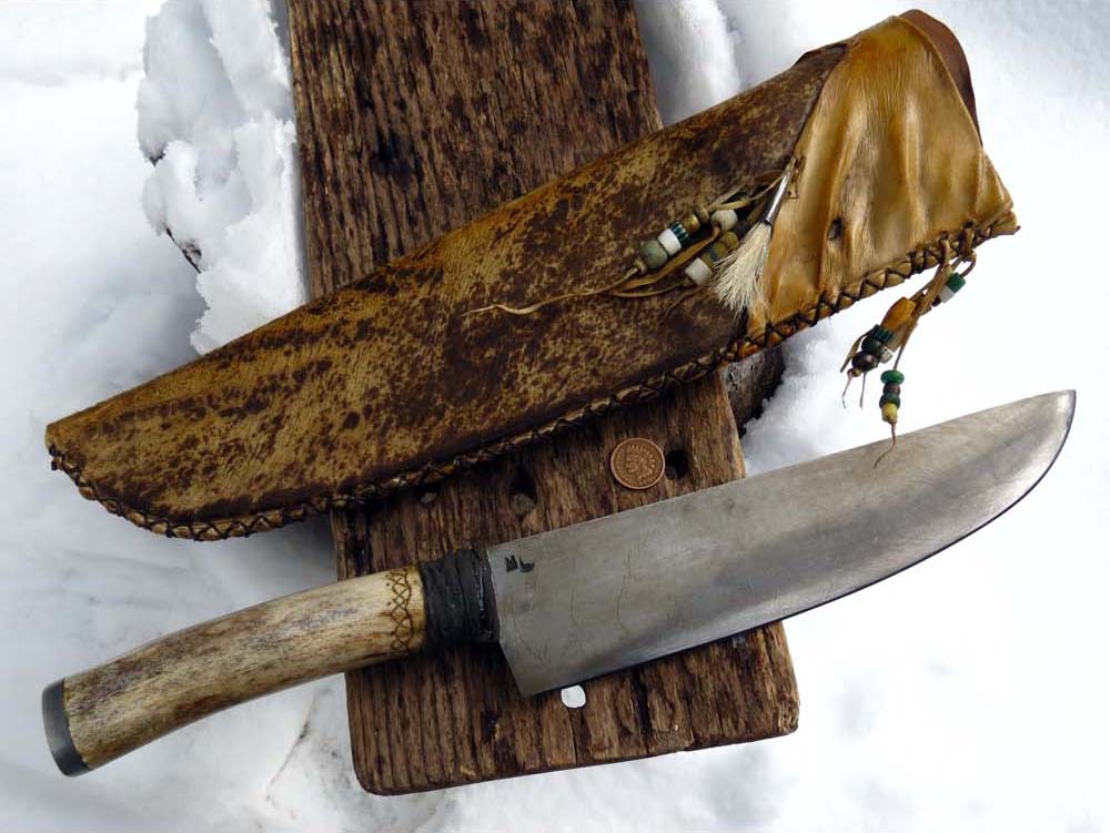 ML Knives Blog Long frontier Knife Rawhide custom sheath