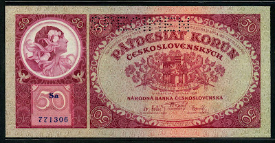 Czechoslovakian money currency 50 Czech korun banknote