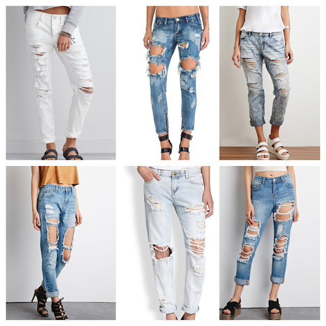 severely ripped jeans