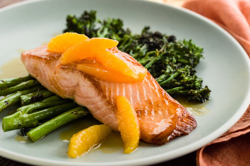 Nice Food Recipe pan fried salmon with broccolini & seared lemon