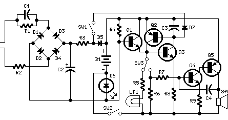 Build a Simple Emergency Light and Alarm Circuit Diagram ~ Circuit