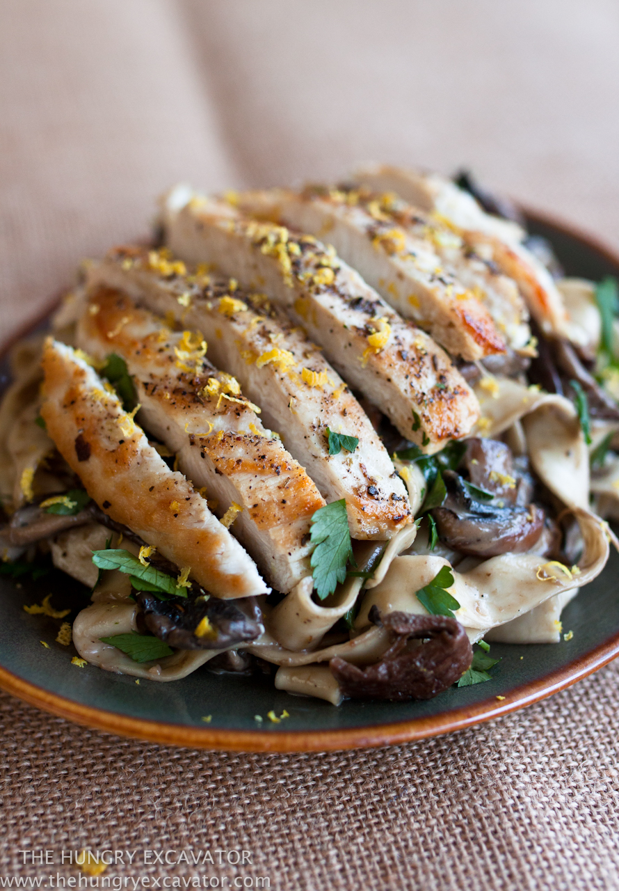 The Hungry Excavator Lemon & Herb Seared Chicken with Porcini Cream