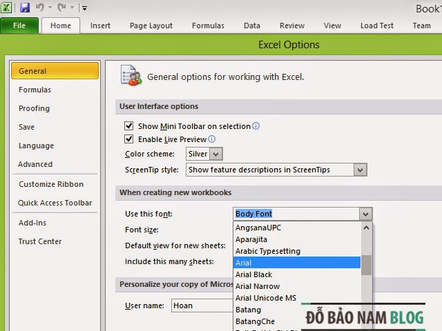 Cách đổi font chữ mặc định trong Excel Cách đổi font chữ mặc định trong Excel