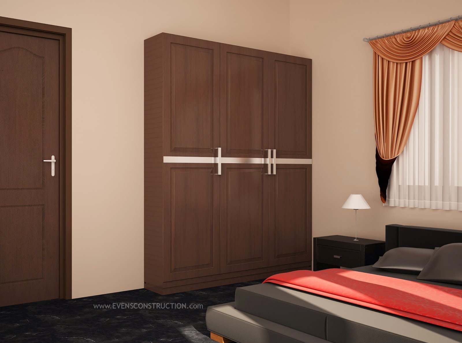 Evens Construction Pvt Ltd Wardrobe in master bedroom