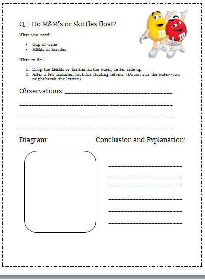 Classroom Freebies Too: M&M Science experiment