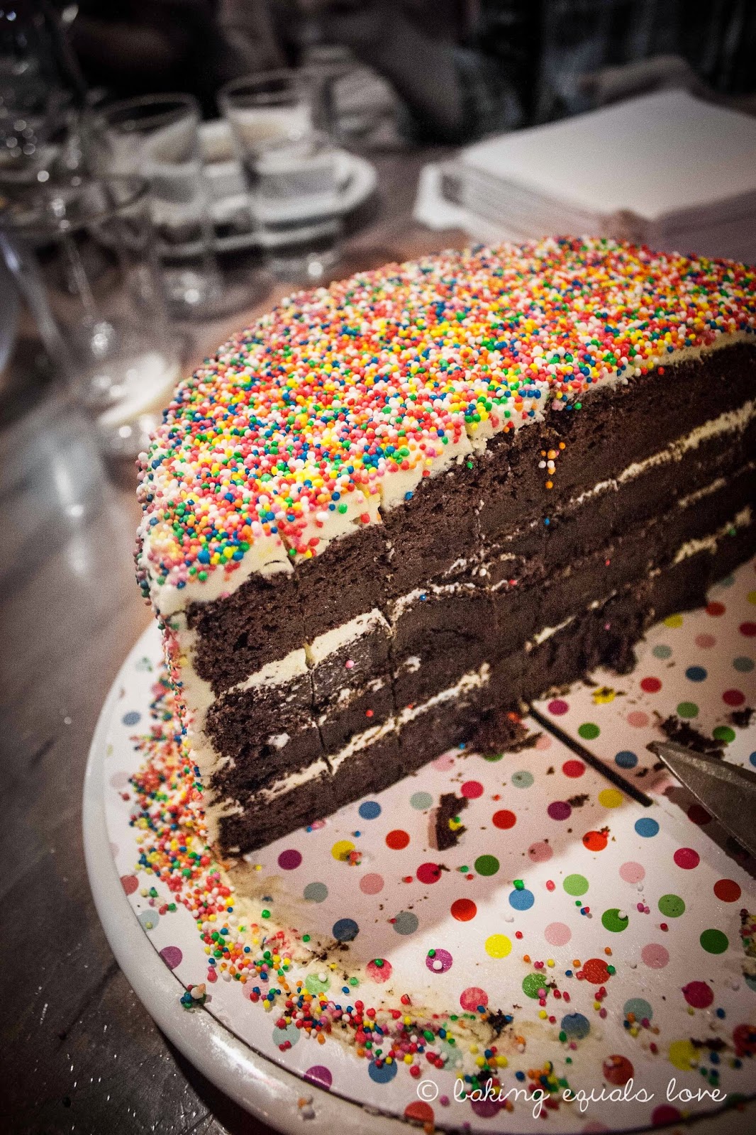 baking = love Party Time Hundreds and Thousands Sprinkles Layer Cake