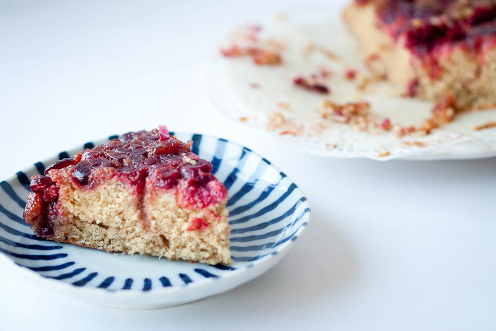 Buttered Up Whole Grain Upside Down Cranberry Cake