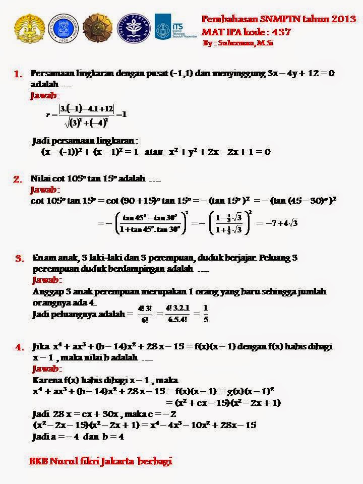 Contoh Contoh Soal Sbmptn Tes Kampus