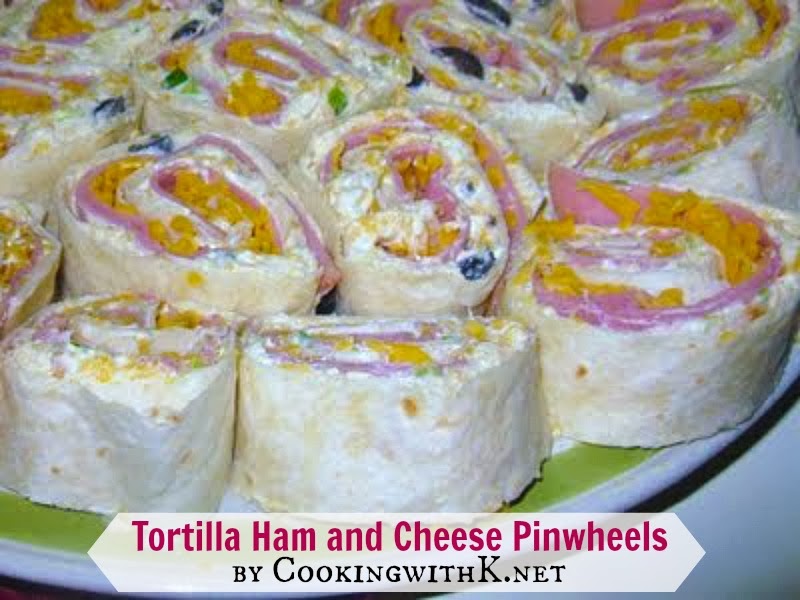 Cooking with K Tortilla Ham and Cheese Pinwheels