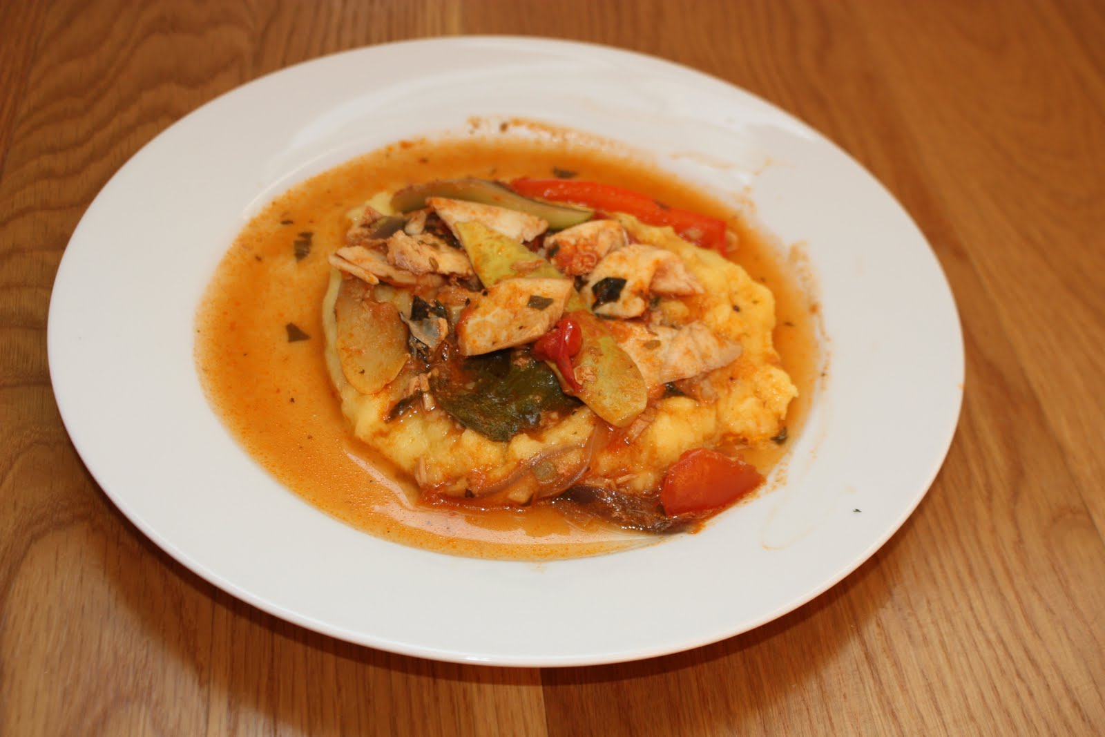 Chow and Chatter Halibut Fish Stew over Polenta